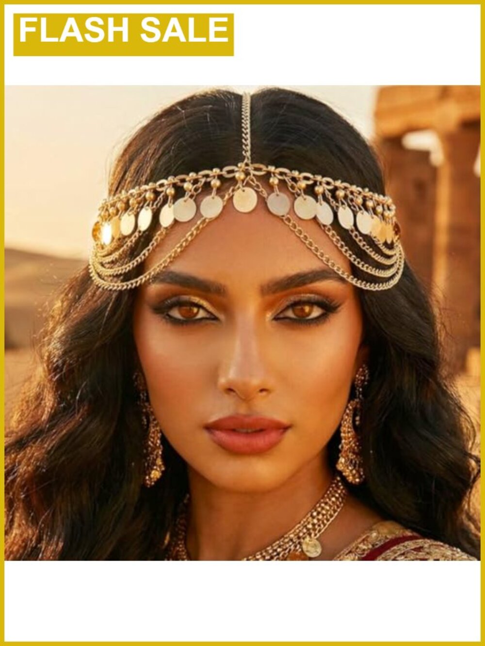 Egyptian Gold Headpiece Hair Chain Women Belly Dance Festival Headdress Vintage
